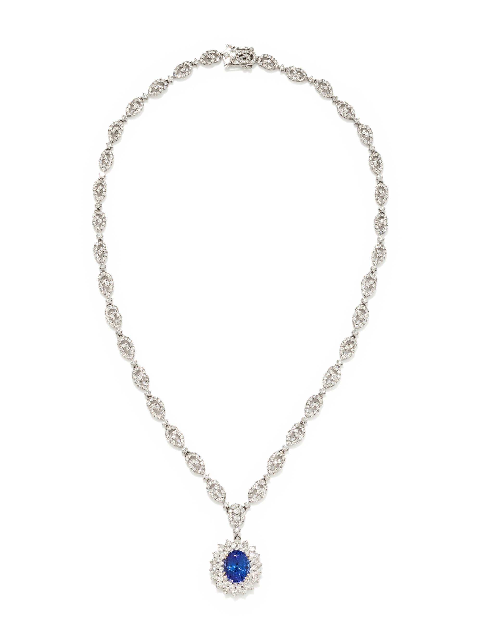 TANZANITE AND DIAMOND NECKLACE
