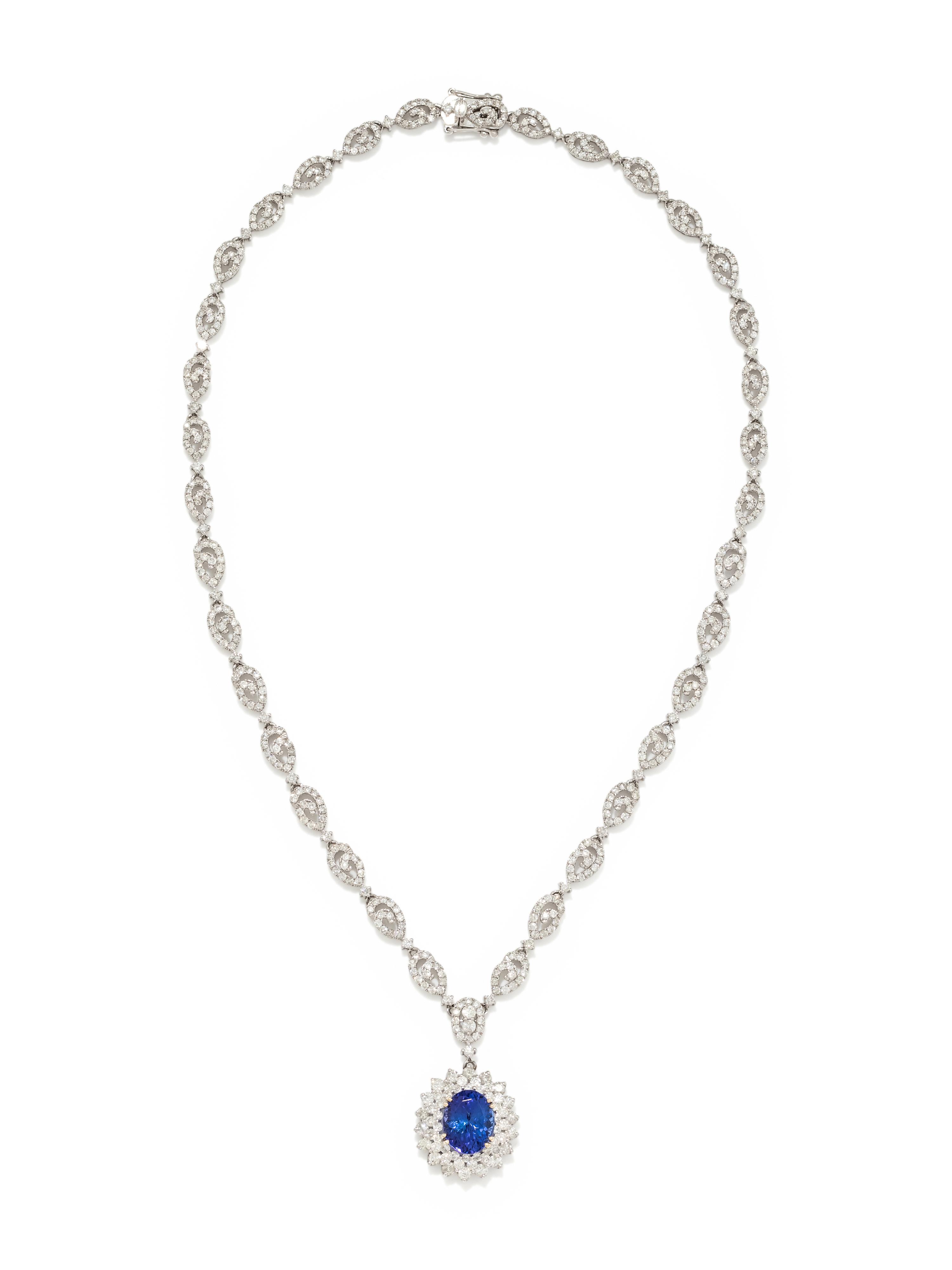 TANZANITE AND DIAMOND NECKLACE
