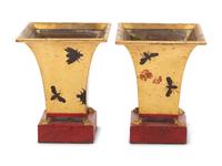A Pair of Gilt Decorated Tôle Jardinières