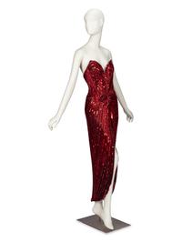 Bob Mackie, Red Sequined Strapless Gown