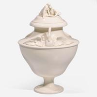 A Wedgwood Queensware Leda and the Swan Vase and Cover UK, early 19th century