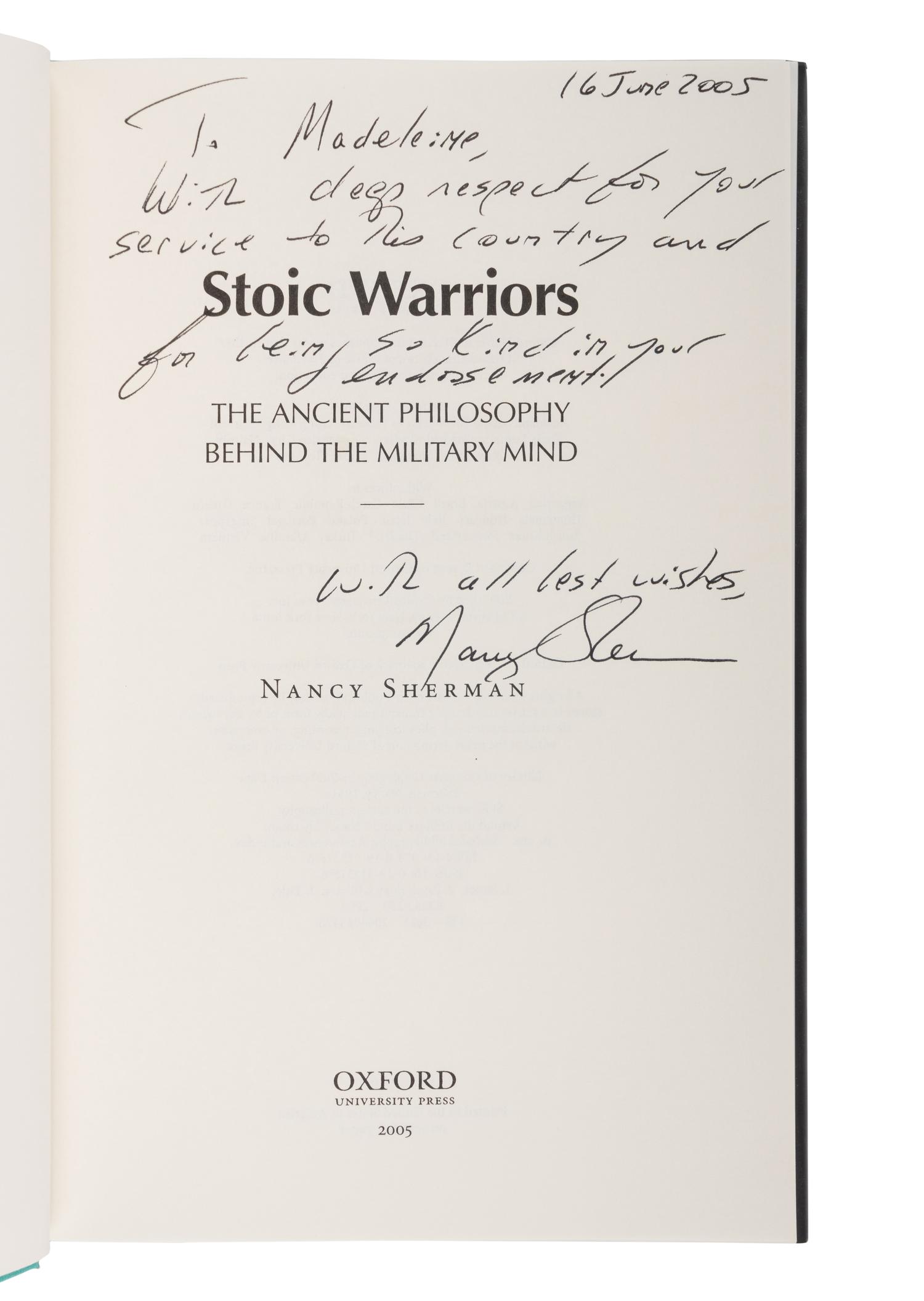 MILITARY PHILOSOPHY A group of 6 FIRST EDITIONS INSCRIBED TO SECRETARY ALBRIGHT: