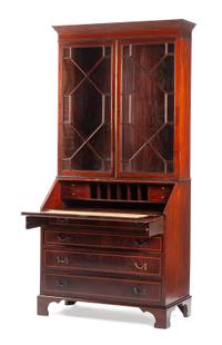 A Georgian Style Mahogany Secretary Bookcase Height 77 x width 36 x depth 18 1/2 inches. — LATE 19TH/EARLY 20TH CENTURY