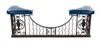 An Iron and Leather Club Fender, Height 24 x width 68 inches.