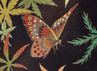 An unusual Japanese cloisonne "Butterflies and Maple Leaves" charger, Meiji period 琺瑯蝴蝶楓葉盤 明治