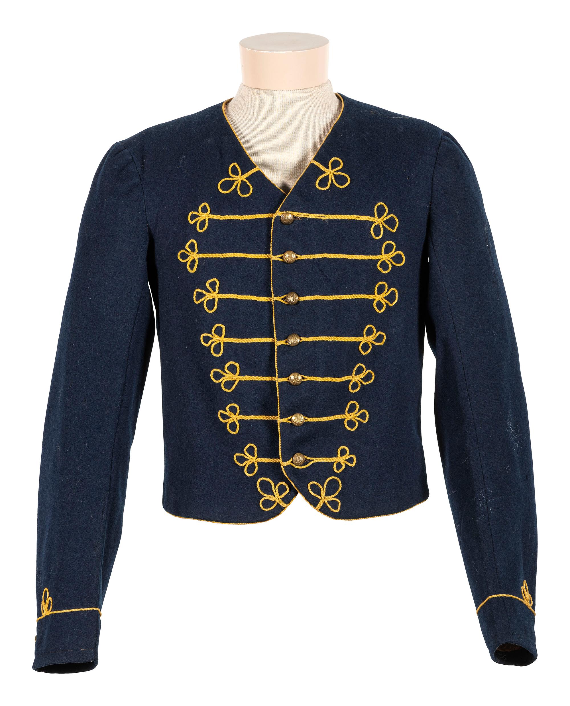 [CIVIL WAR]. Union cavalryman's shell jacket identified to bugler Private William Bopp, Co. E, 2nd Missouri State Militia Cavalry.