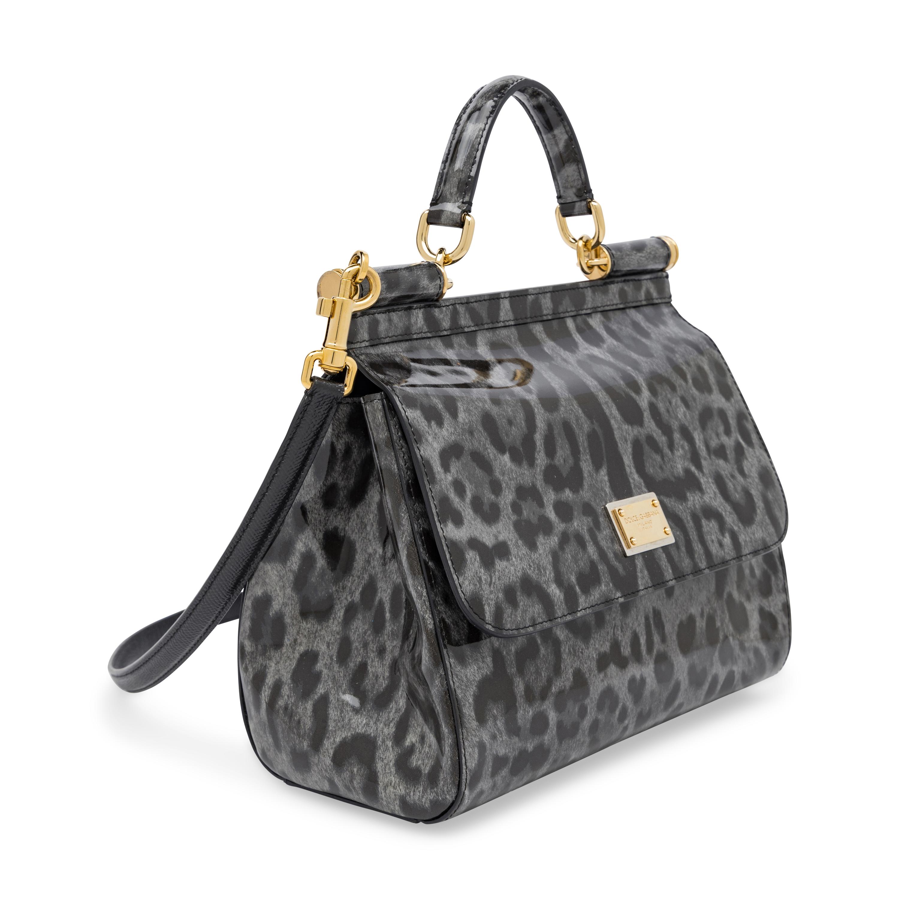 Dolce & Gabbana, Medium Sicily Bag in Grey Leopard Print