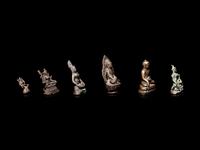 Six Small Tibetan and Southeast Asian Bronze Figures of Deities
