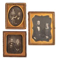 [EARLY PHOTOGRAPHY]. A group of 18 daguerreotype portraits of couples, highlighted by a half plate portrait by Enoch Long, including: