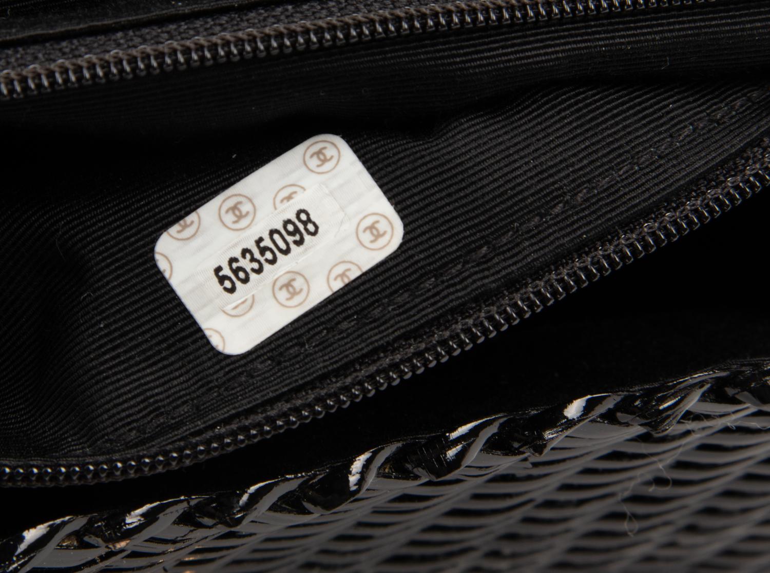 Chanel Black Leather & Basket Weave Bag, 1997-1999