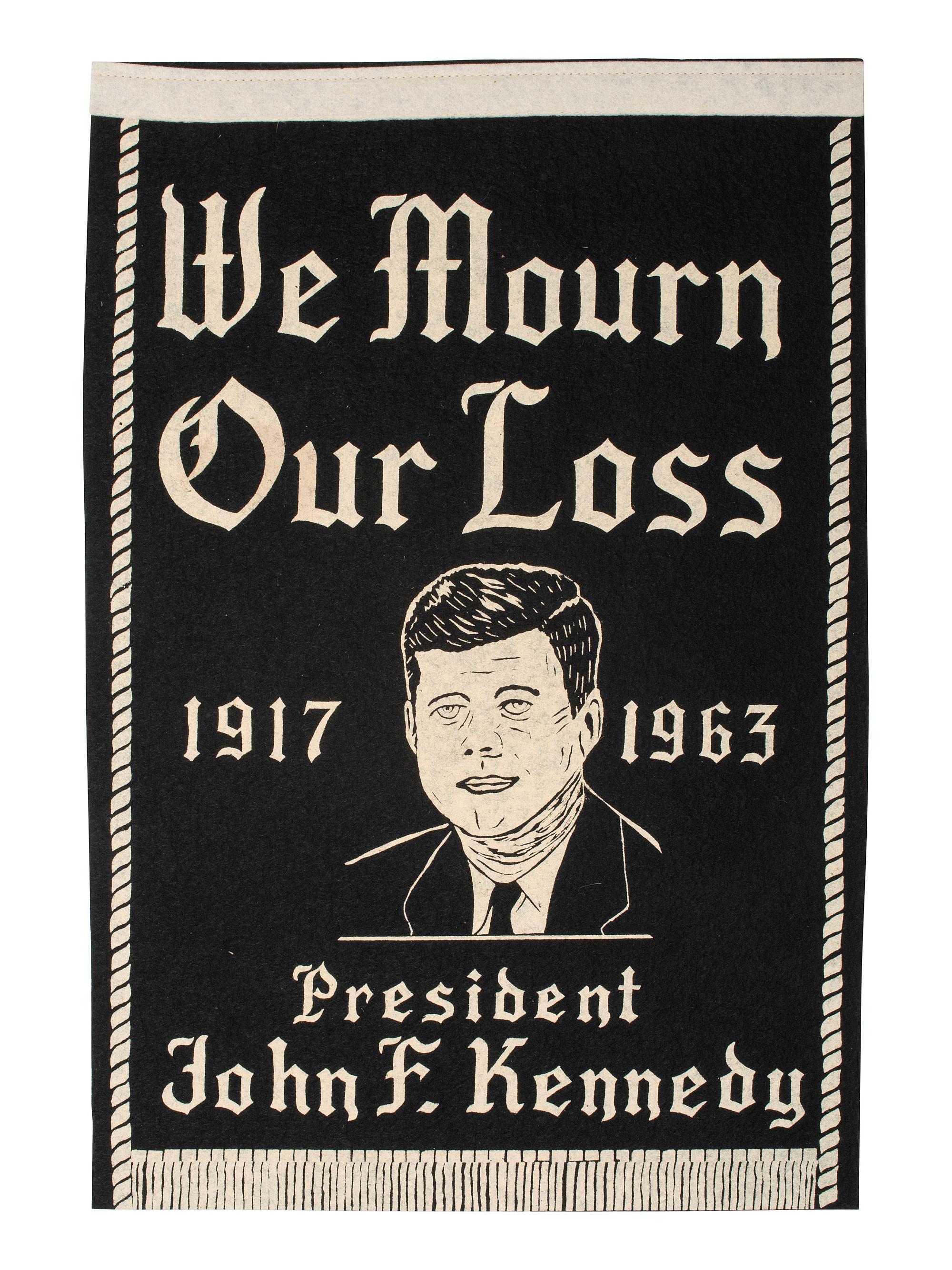 [CIVIL RIGHTS]. Double-sided memorial banner featuring Martin Luther King, Jr., and John F. Kennedy.