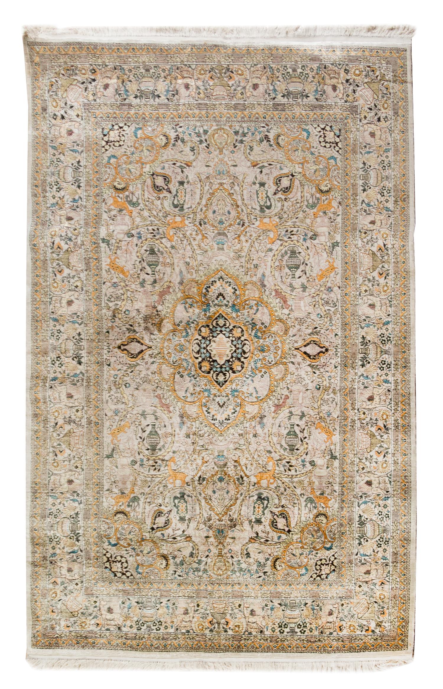 A Sino-Persian Silk Rug 6 feet x 4 feet. — SECOND HALF 20TH CENTURY