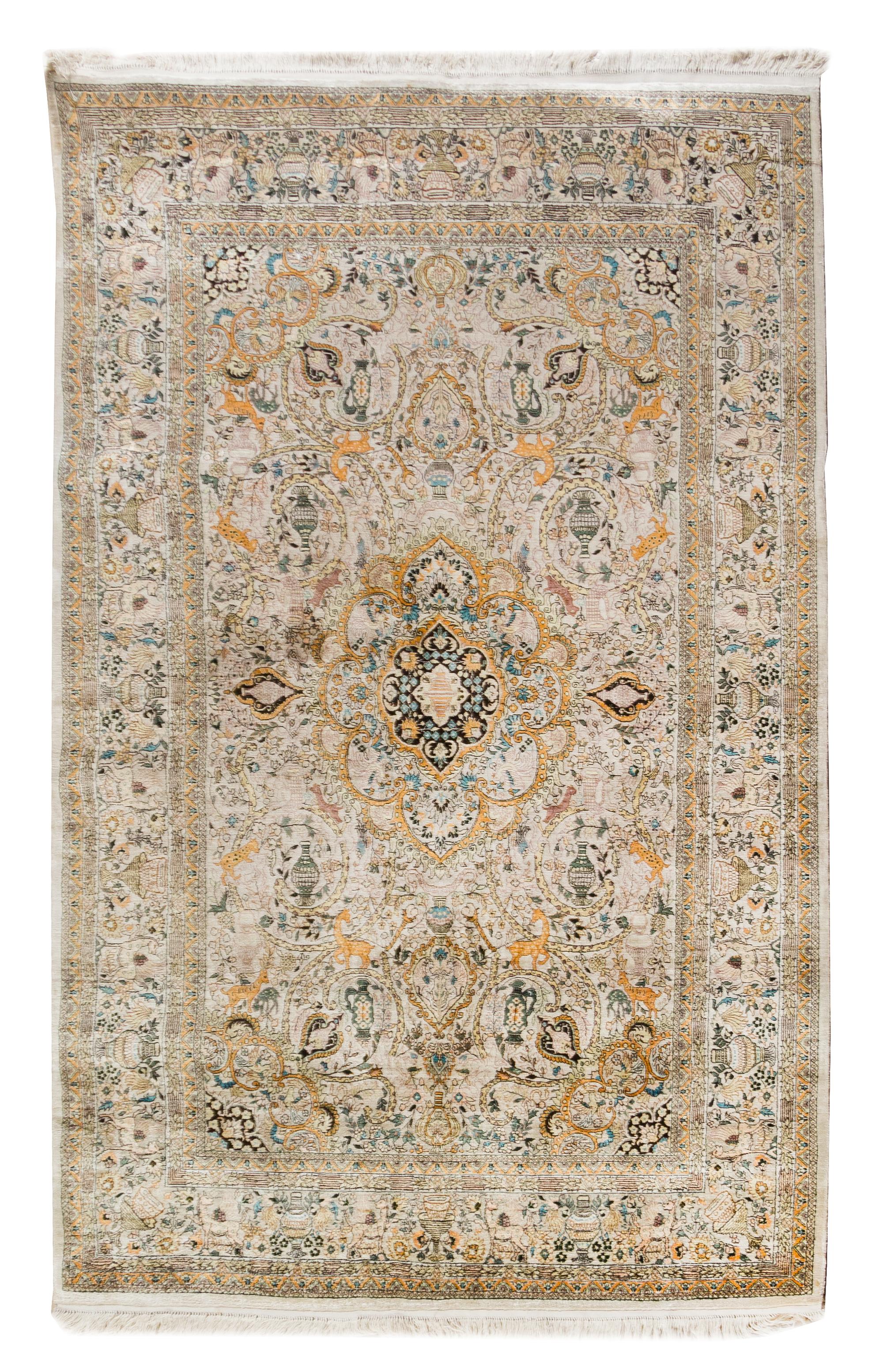 A Sino-Persian Silk Rug 6 feet x 4 feet. — SECOND HALF 20TH CENTURY