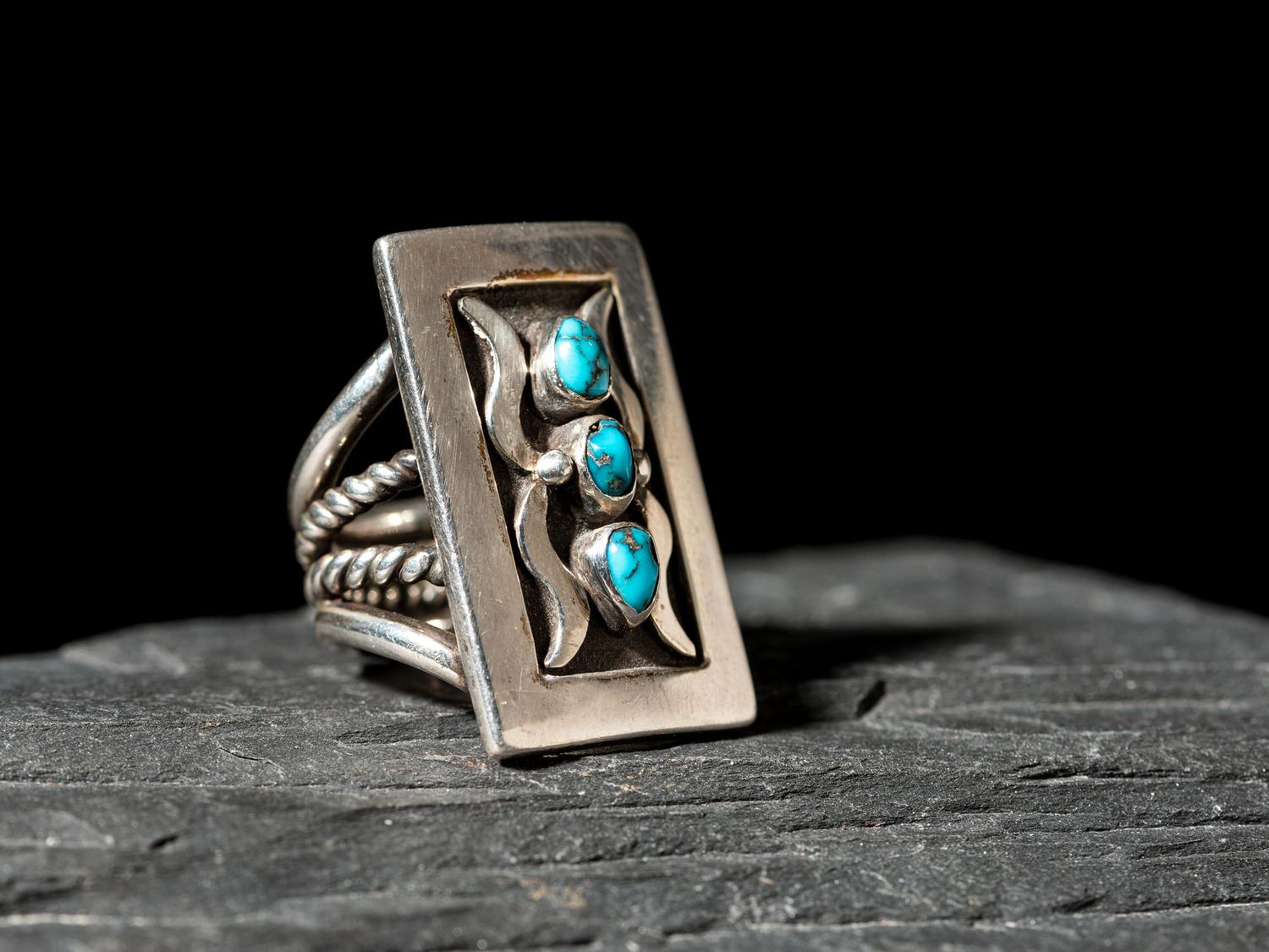 Silver and Turquoise Ketoh-style Ring