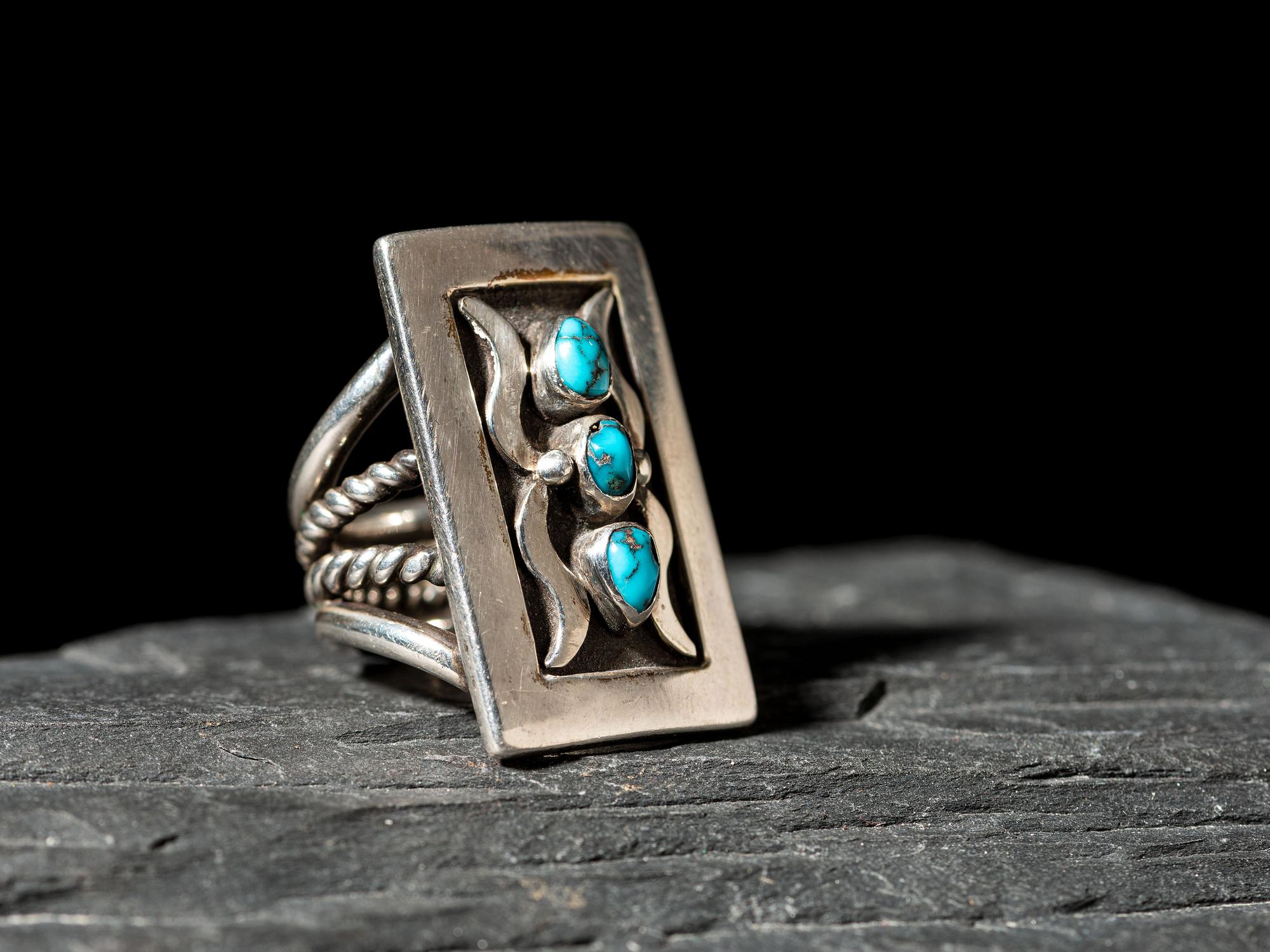Silver and Turquoise Ketoh-style Ring
