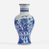 A large Chinese blue and white porcelain baluster vase 海水江崖瑞兽青花大瓶
