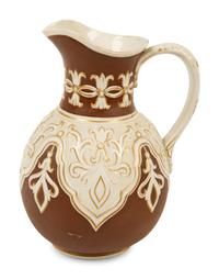 A Collection of Eight English Salt Glazed Relief Form Pitchers and Molded Earthenware — 19TH CENTURY