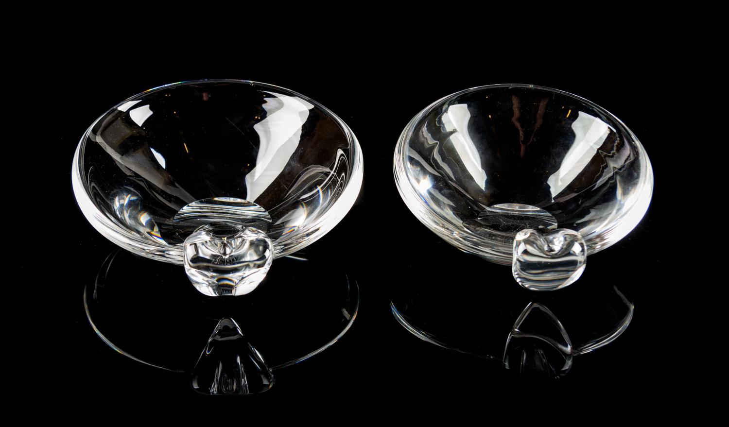 Two Steuben Glass Ash Receivers Width 6 1/4 inches. — SECOND HALF 20TH CENTURY