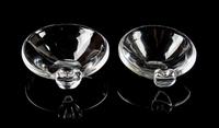Two Steuben Glass Ash Receivers Width 6 1/4 inches. — SECOND HALF 20TH CENTURY