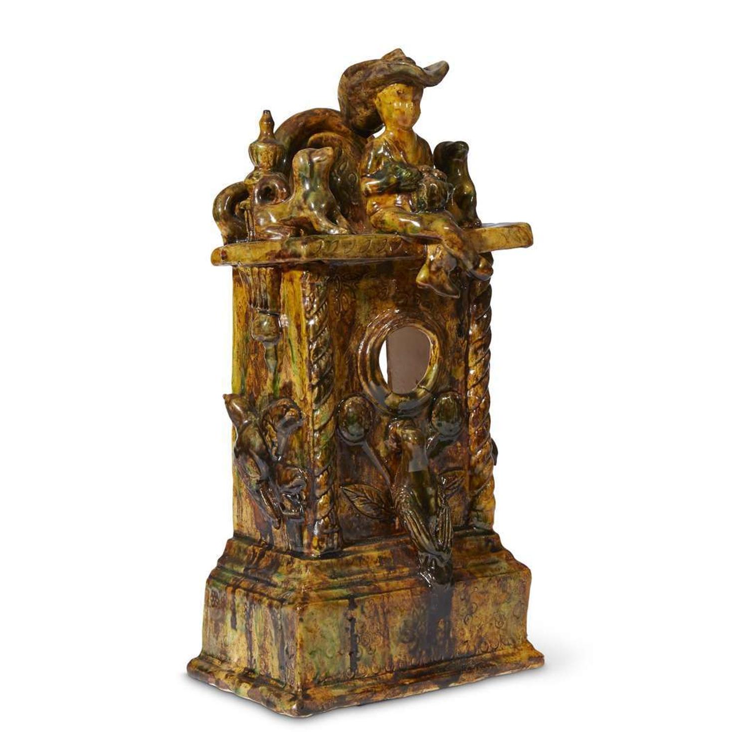 Glazed pottery figural watch hutch Robert Stauffer, late 20th century