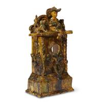 Glazed pottery figural watch hutch Robert Stauffer, late 20th century