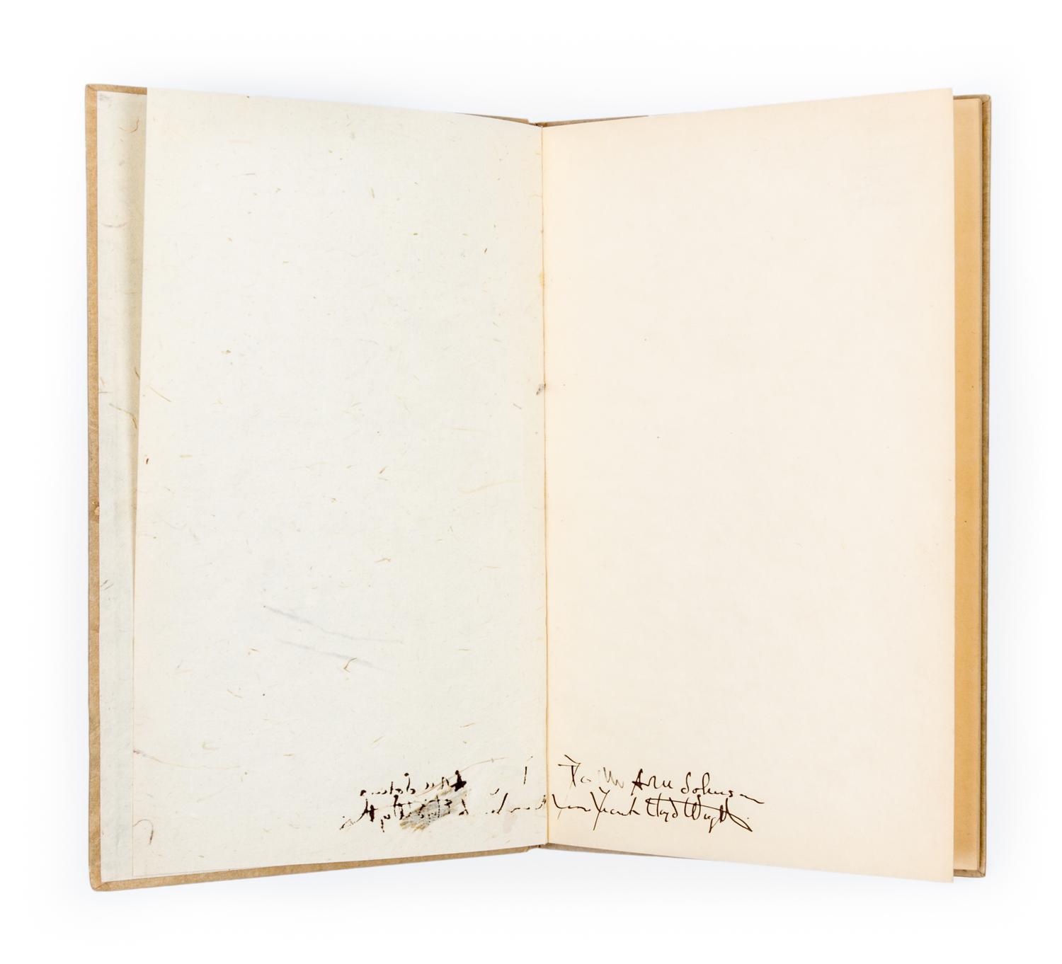 WRIGHT, FRANK LLOYD. The Japanese Print. Chicago, 1921. Signed