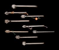Nine Japanese Reticulated Bronze Portable Writing Sets, Yatate