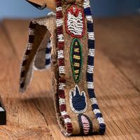Kiowa Decorated Antler Quirt, with Buffalo Hide Wrist Strap