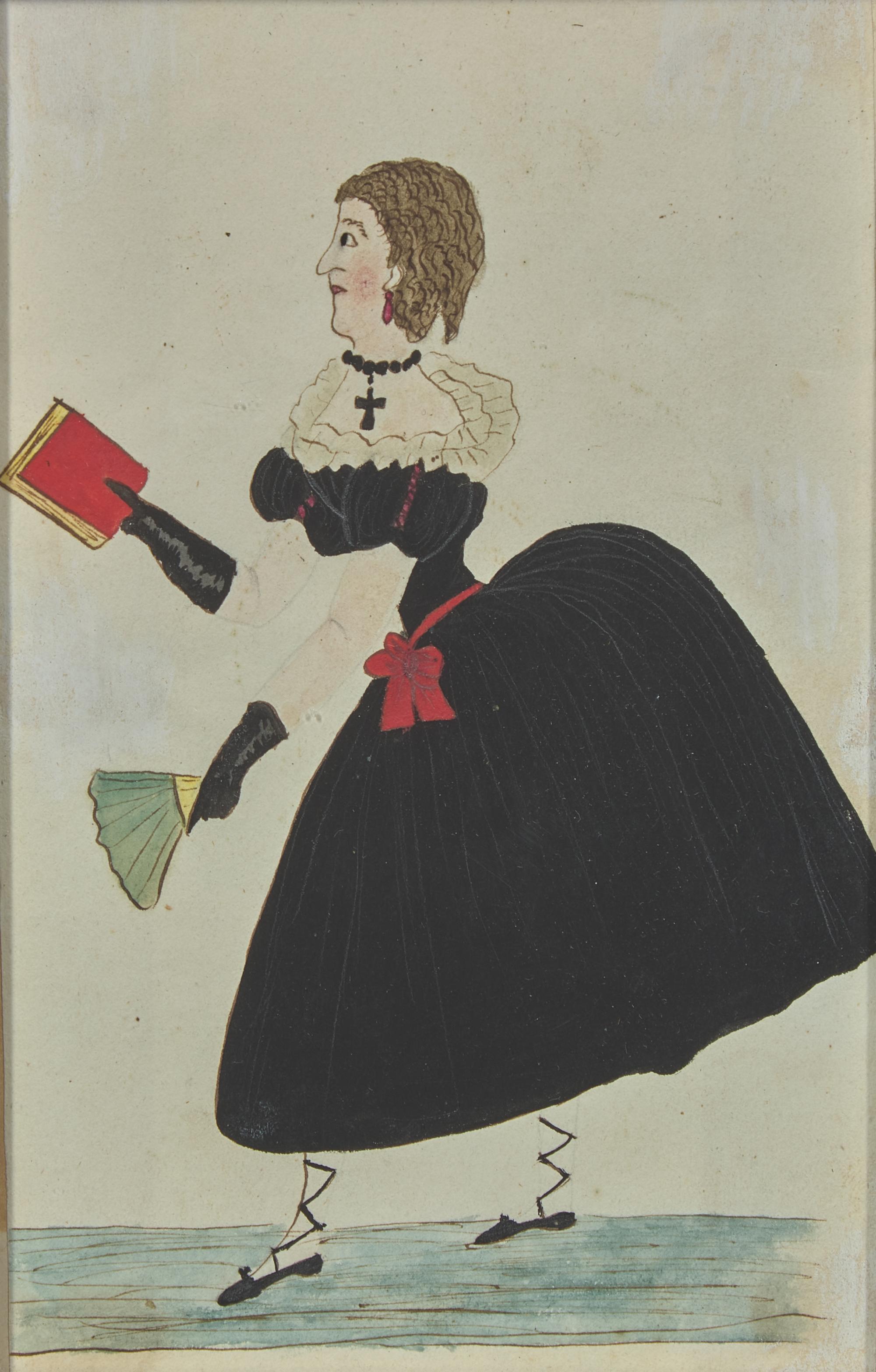 English School 19th Century, A Pair of Drawings: A Fine Couple and Stylish Coquette