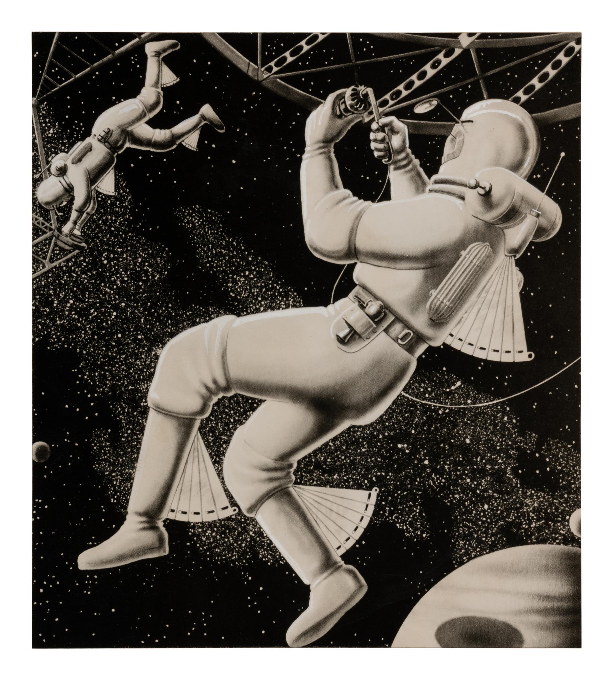 PAUL, Frank R. (1884-1963). Group of 6 painted photographs made for Gernsback's Forecast Magazine. c. 1955-1965.