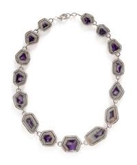 AMETHYST GEODE, ORANGE SAPPHIRE, AND DIAMOND NECKLACE