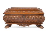 An Italian Carved Walnut Miniature Cassone or Table Casket
