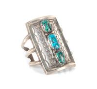 Navajo Silver and Turquoise Cuff Bracelet Circumference 5 3/4 inch with 1 3/8 opening for wrist