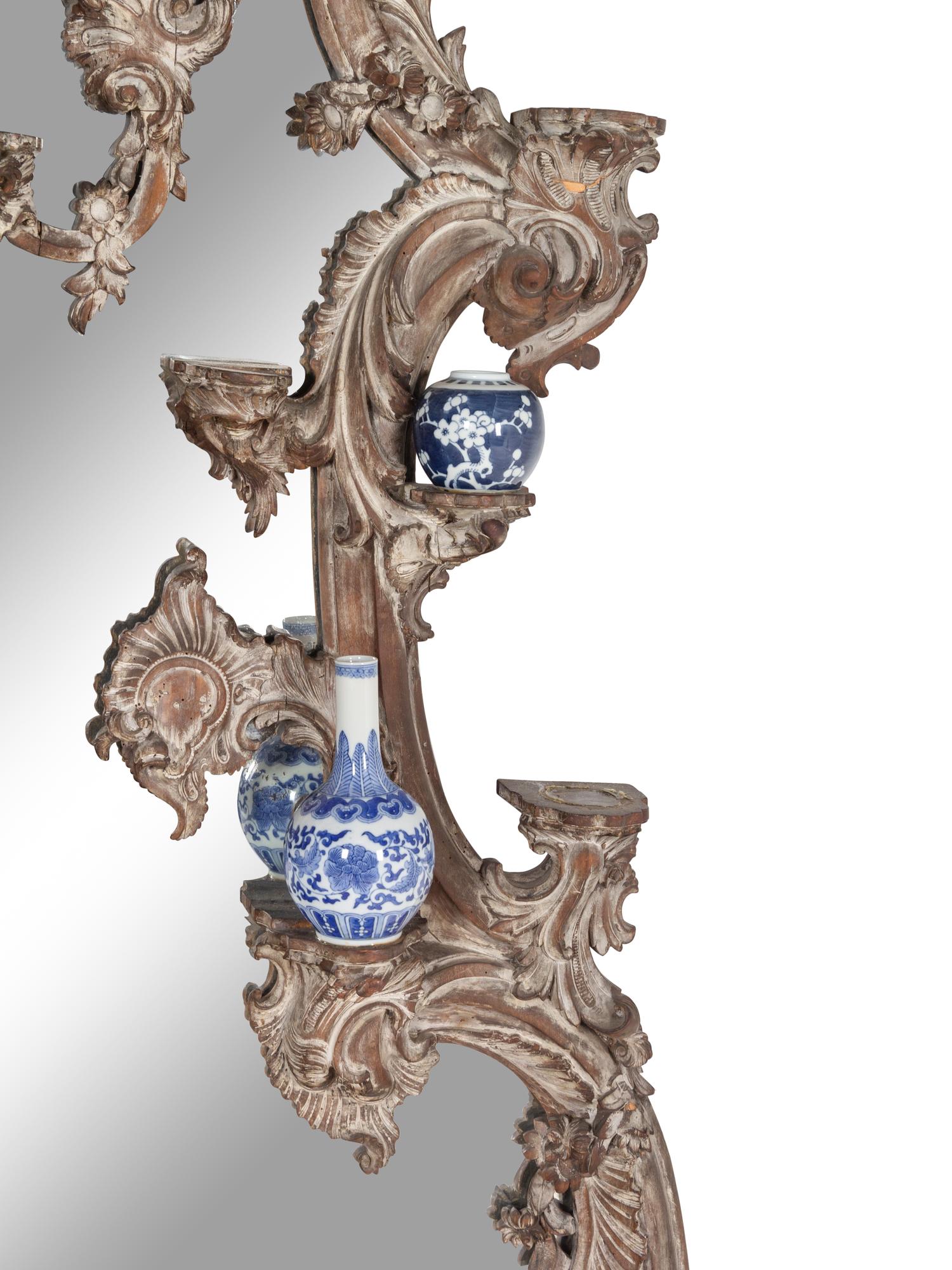 A George III Style Carved and Painted Overmantel Mirror