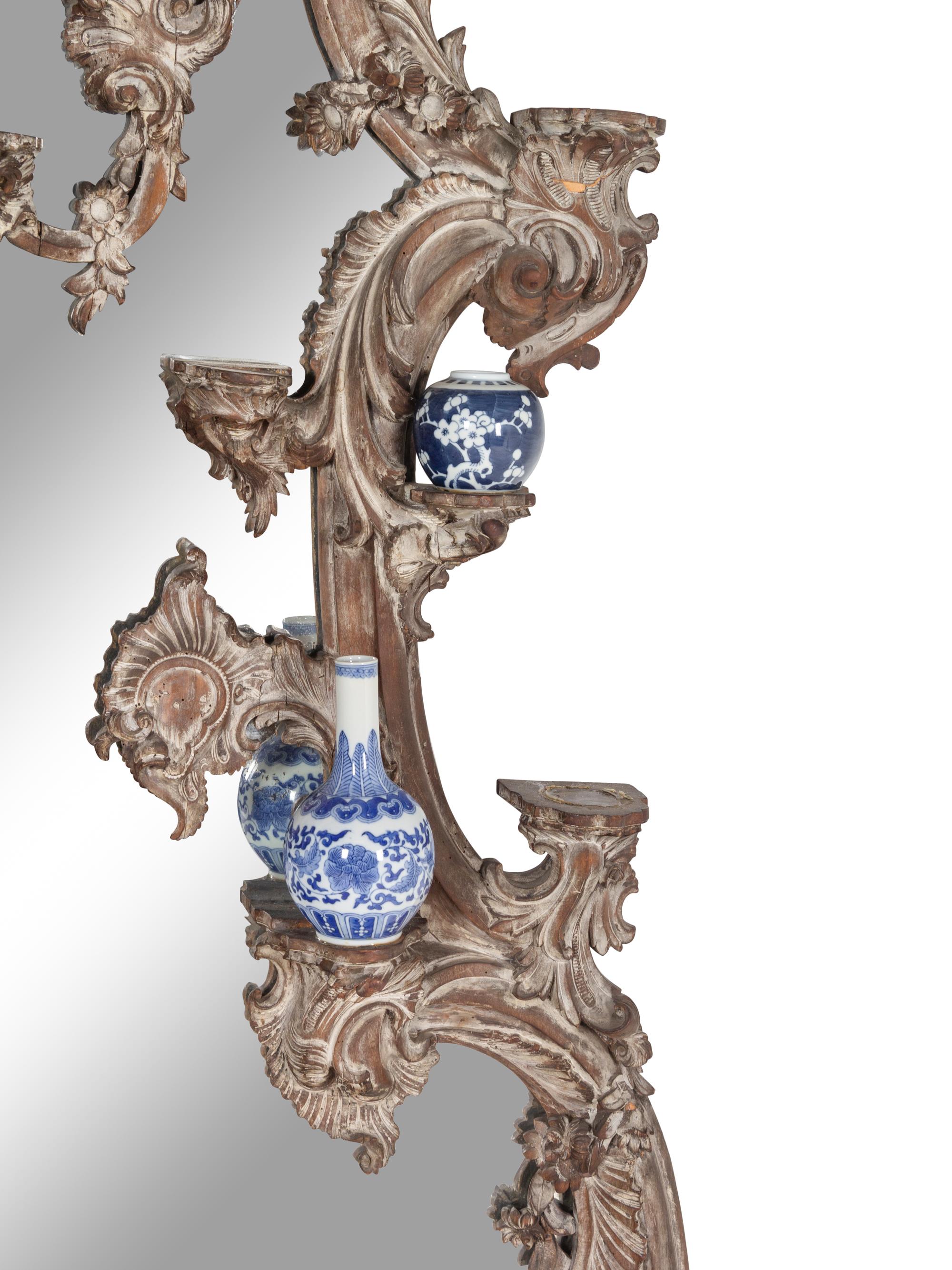 A George III Style Carved and Painted Overmantel Mirror