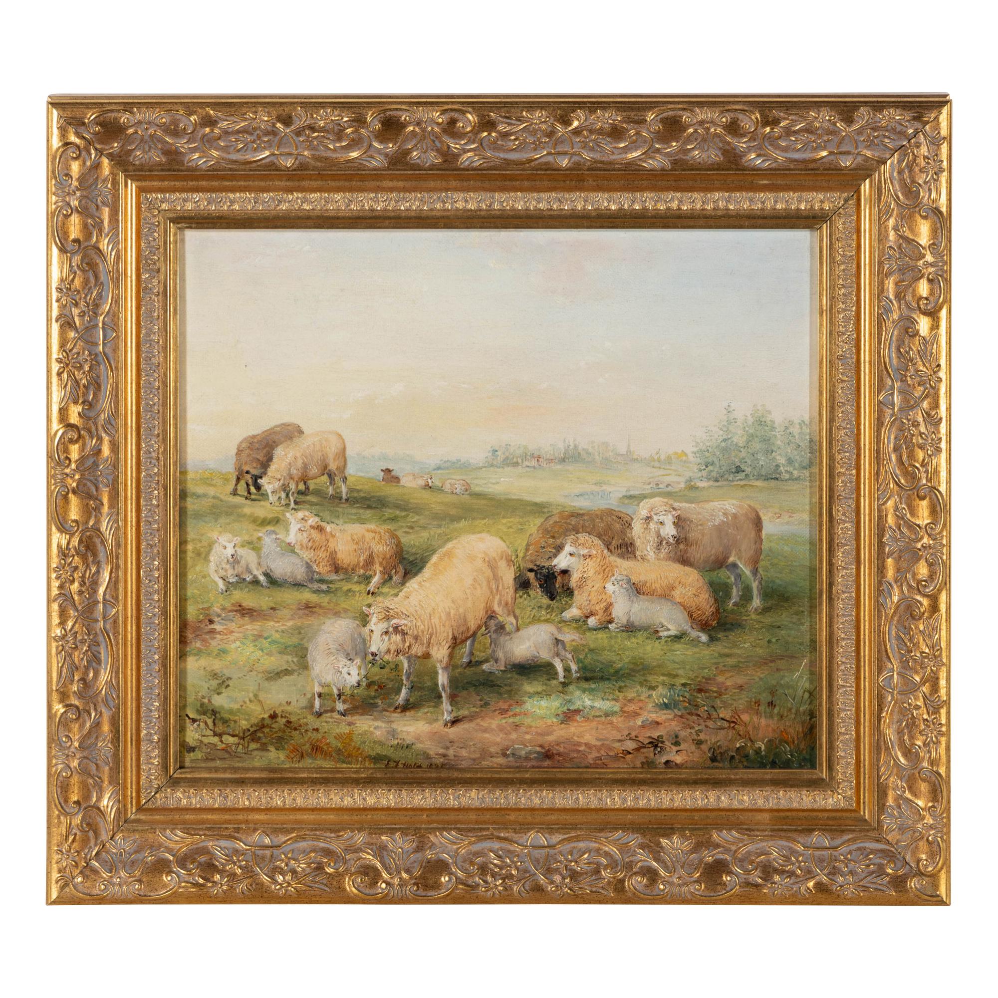 Edwin Frederick Holt (English, 1830-1912) — Herd of Sheep in Summertime