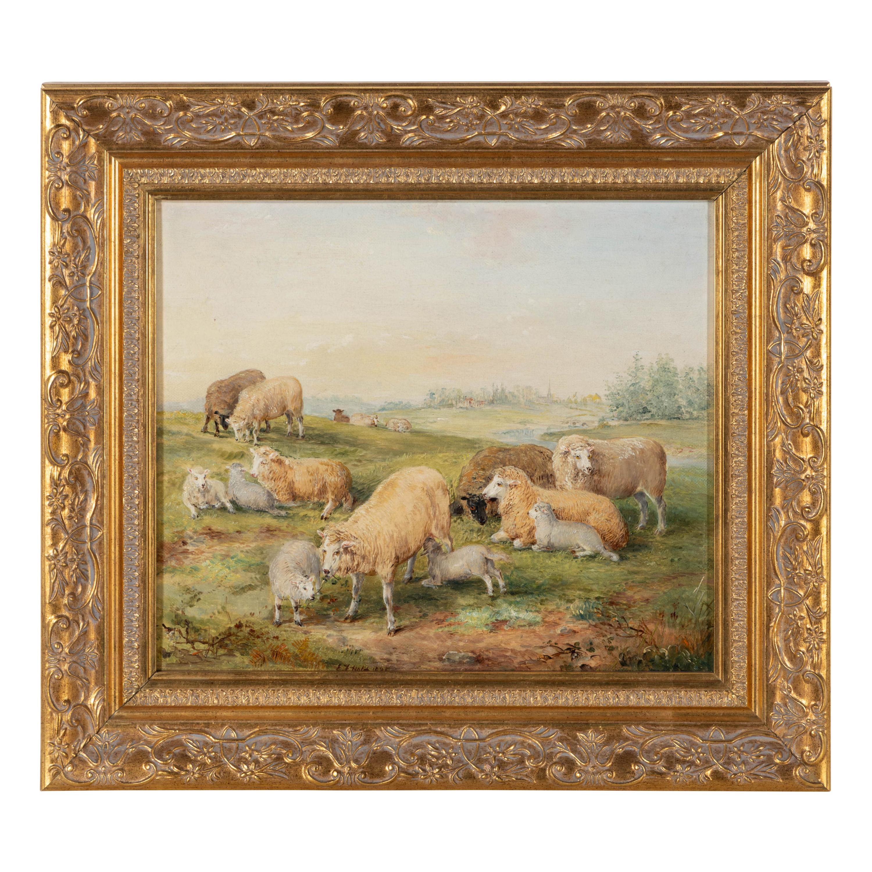 Edwin Frederick Holt (English, 1830-1912) — Herd of Sheep in Summertime