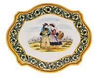 A Quimper Pottery Tray Width 16 3/4 inches.
