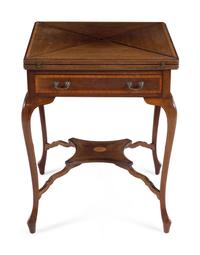 An Edwardian Satinwood Inlaid Mahogany Handkerchief Table