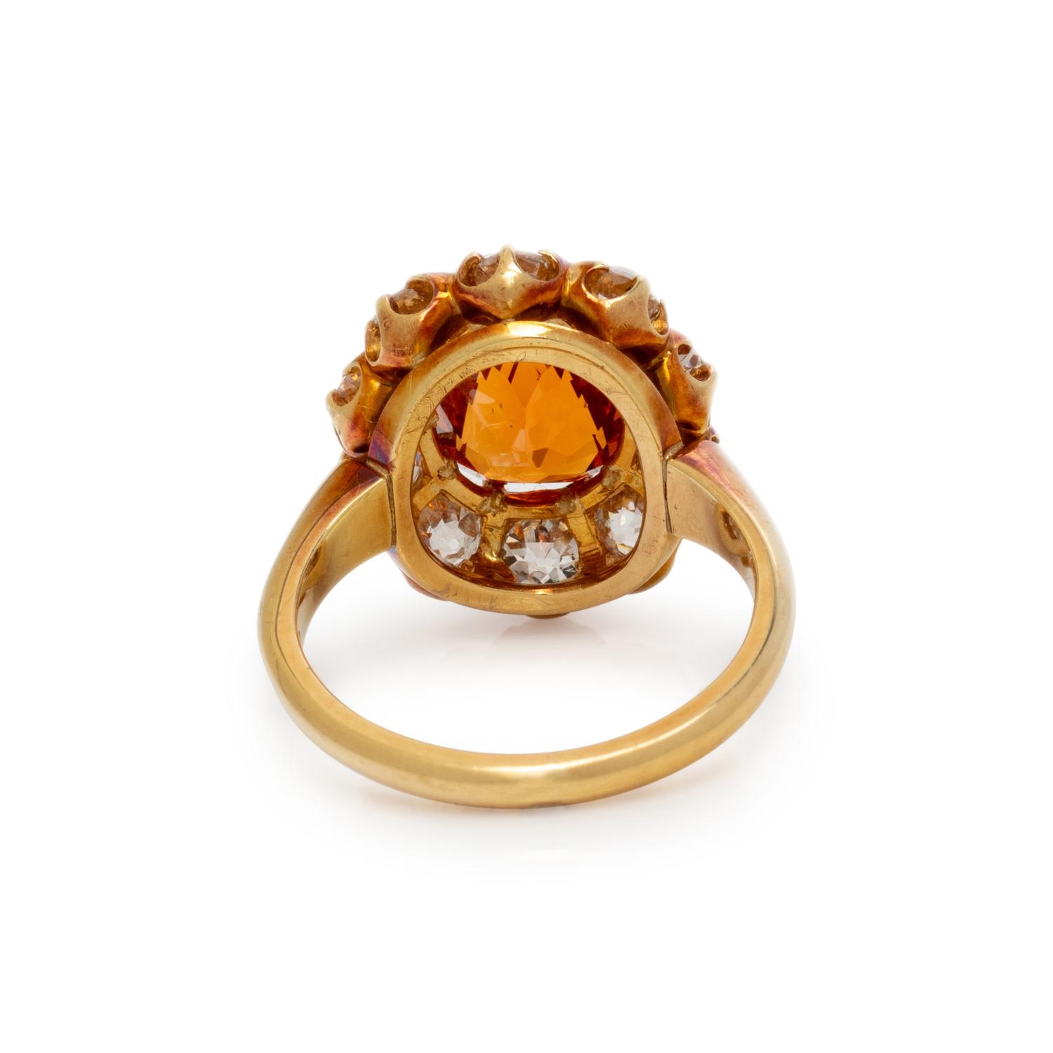 SPESSARTINE GARNET AND DIAMOND RING
