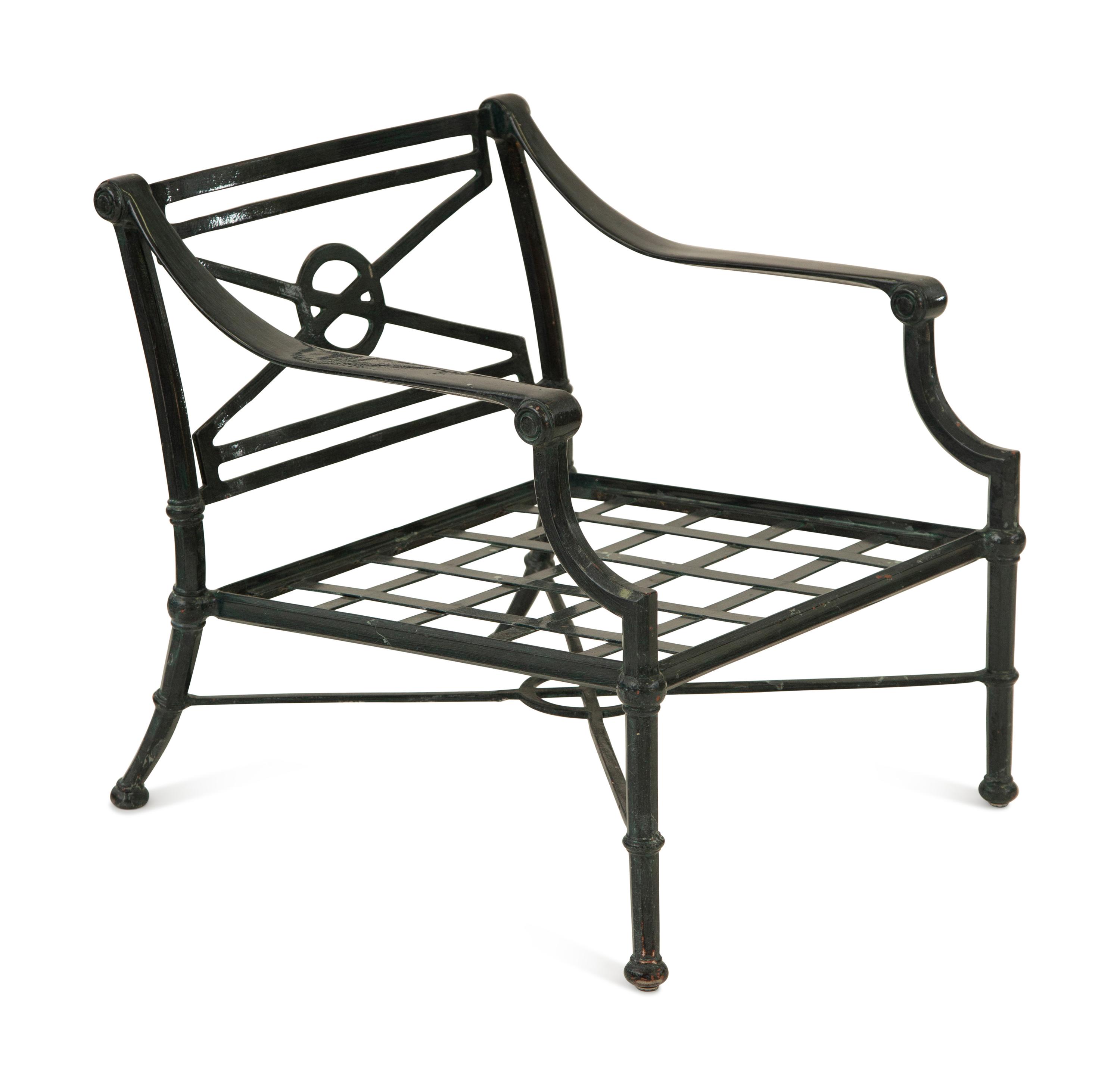 A Group of Neoclassical Style Painted Aluminum Garden Furniture — 20th Century