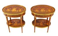 A Pair of Continental Gilt Metal Mounted Marquetry Side Tables
