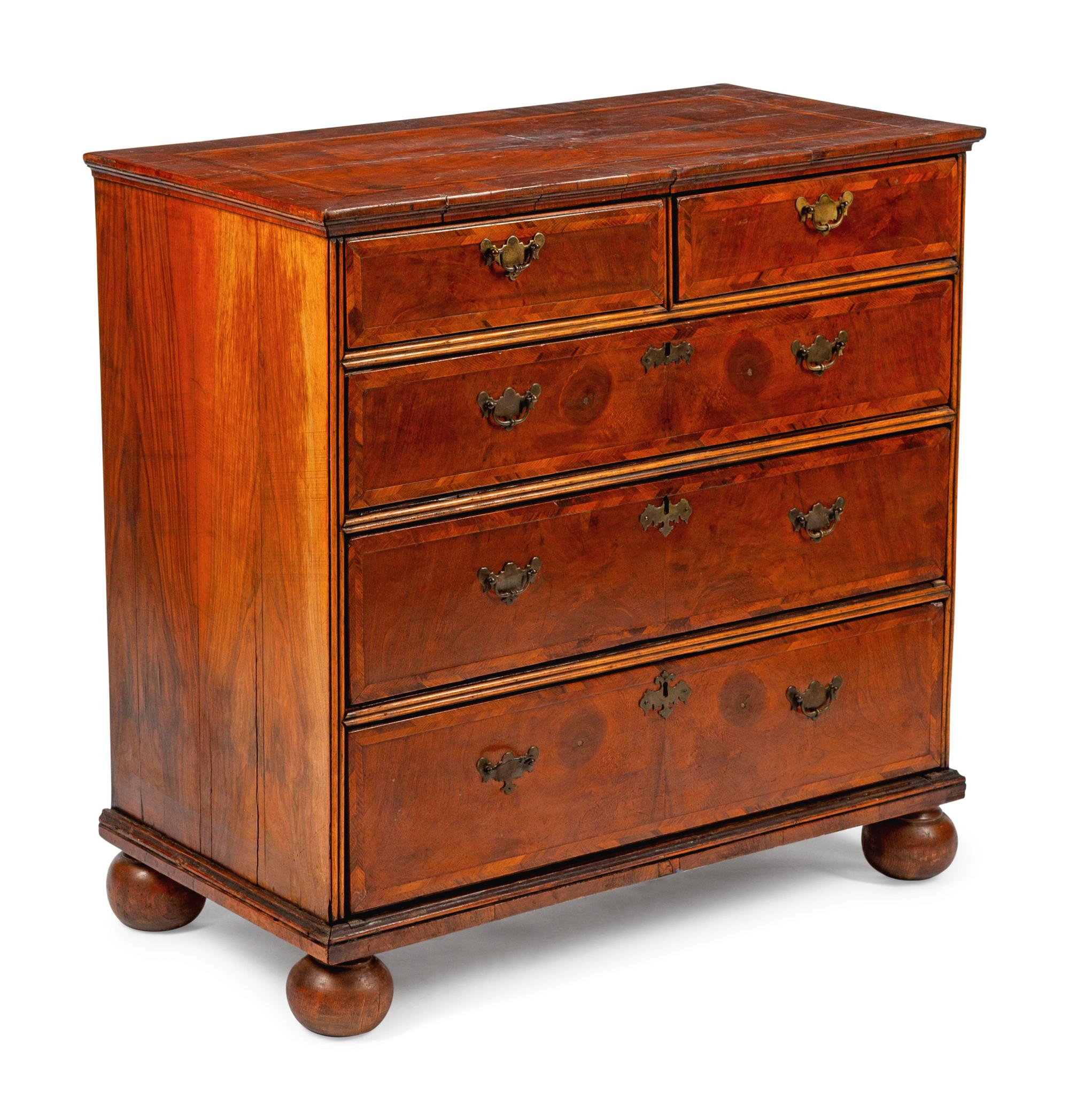 A George I Oyster Veneered Chest of Drawers