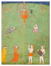 An Indian Miniature Painting 9 3/8 x 7 1/4 inches (image). — BASOHLI, 17TH CENTURY