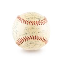 A 1955 New York Yankees Team Signed Autograph Baseball Including Mickey Mantle (Beckett Authentication Services) - 30 Signatures