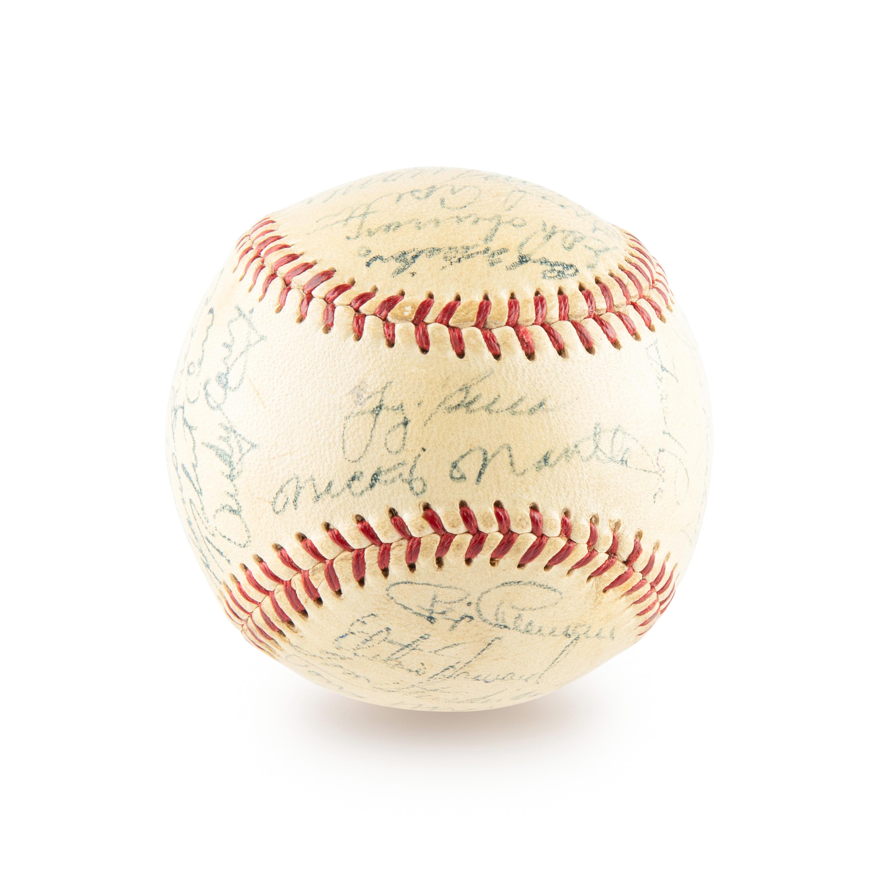 A 1955 New York Yankees Team Signed Autograph Baseball Including Mickey Mantle (Beckett Authentication Services) - 30 Signatures