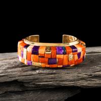 Vernon Haskie (Diné, b. 1968) — 14K Gold and Cobblestone Inlay Cuff Bracelet