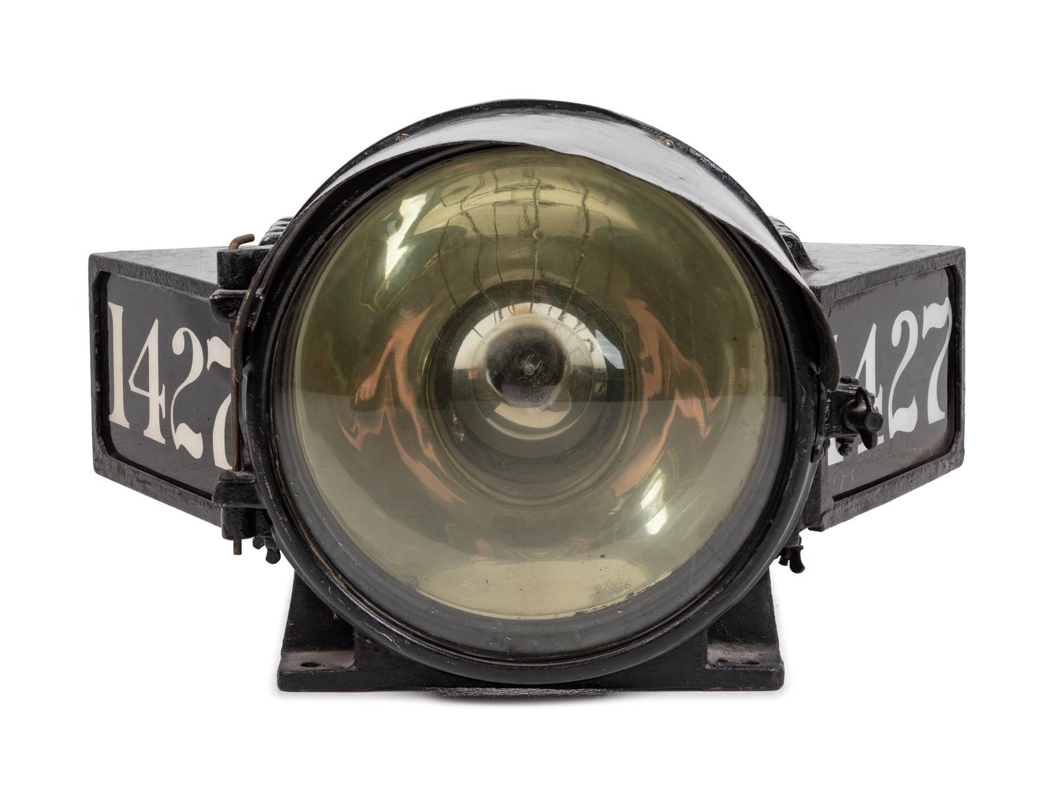 A Painted Metal Locomotive Headlamp