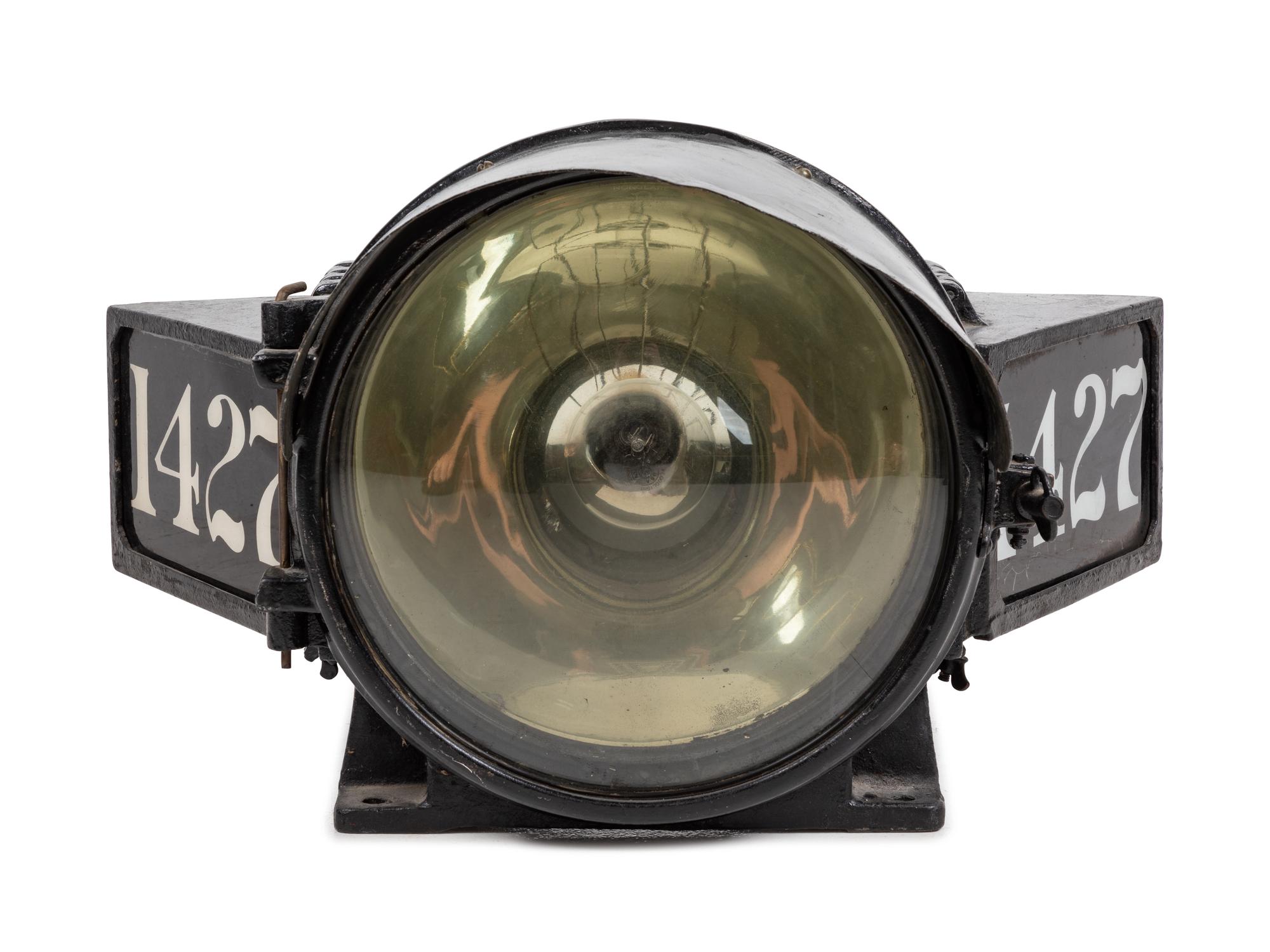 A Painted Metal Locomotive Headlamp