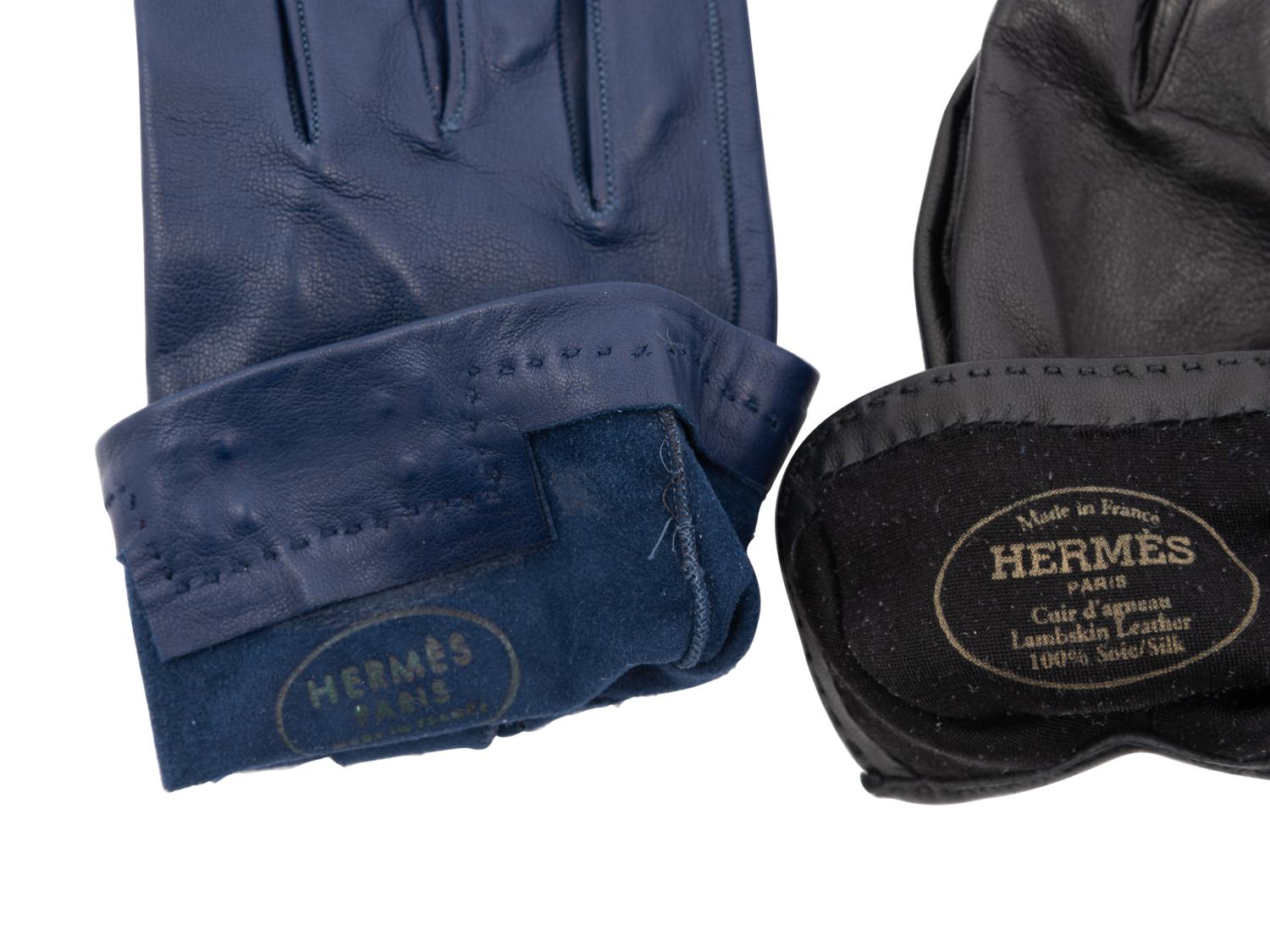 Two Pairs of Hermès Leather Gloves
